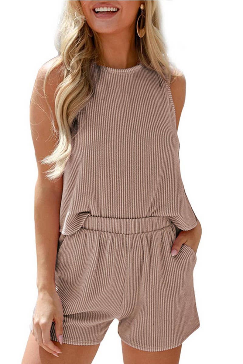 CWSTB2067_TWISTED STRIPE SLEEVELESS TOP AND SHORTS SET