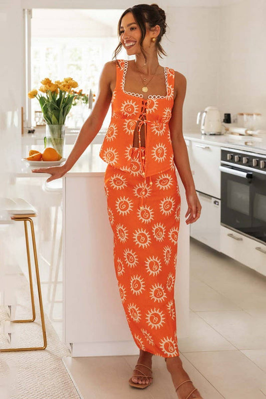 CWSTB1943_LACE TRIM SQUARE NECK TOP & SPLIT SKIRT SET