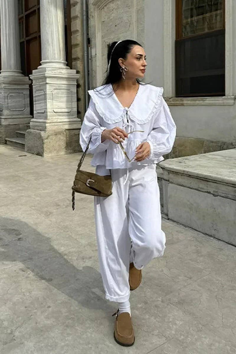 CWTBLL00714_PETER PAN COLLAR LACE LONG SLEEVE SHIRT