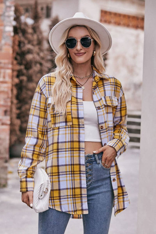 CWTSTL2191_PLAID LONG-SLEEVED BUTTON-UP SHIRT LONG