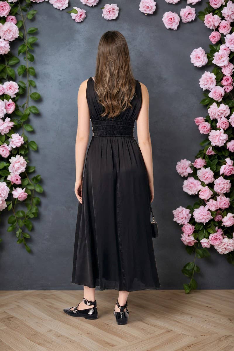 CWDMD6383_SLEEVELESS DEEP V BLACK ELEGANT MAXI DRESS