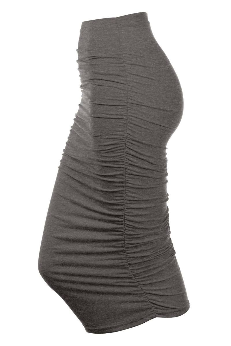 CWBMS070_PLUS Slim Fit Ruched Long Pencil Skirt