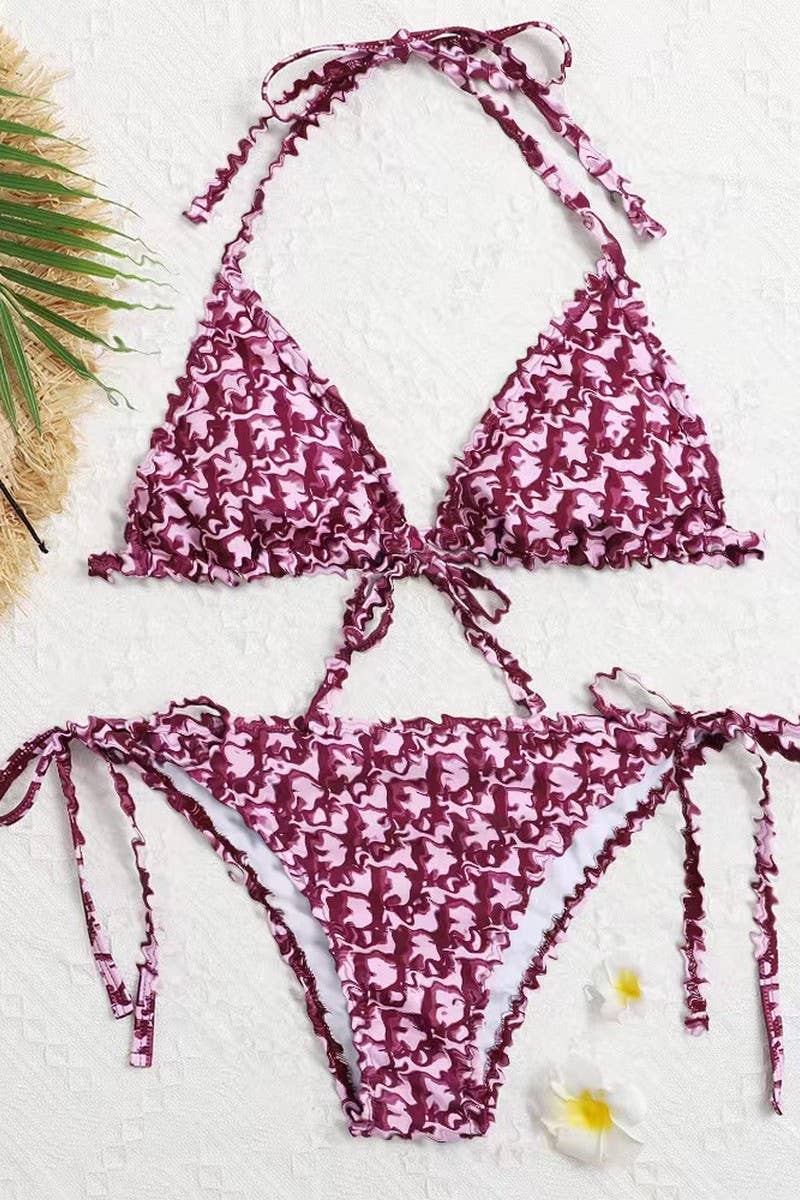 CWMW0346_LETTERING BIKINI TWO-PIECE DRAWSTRING SET