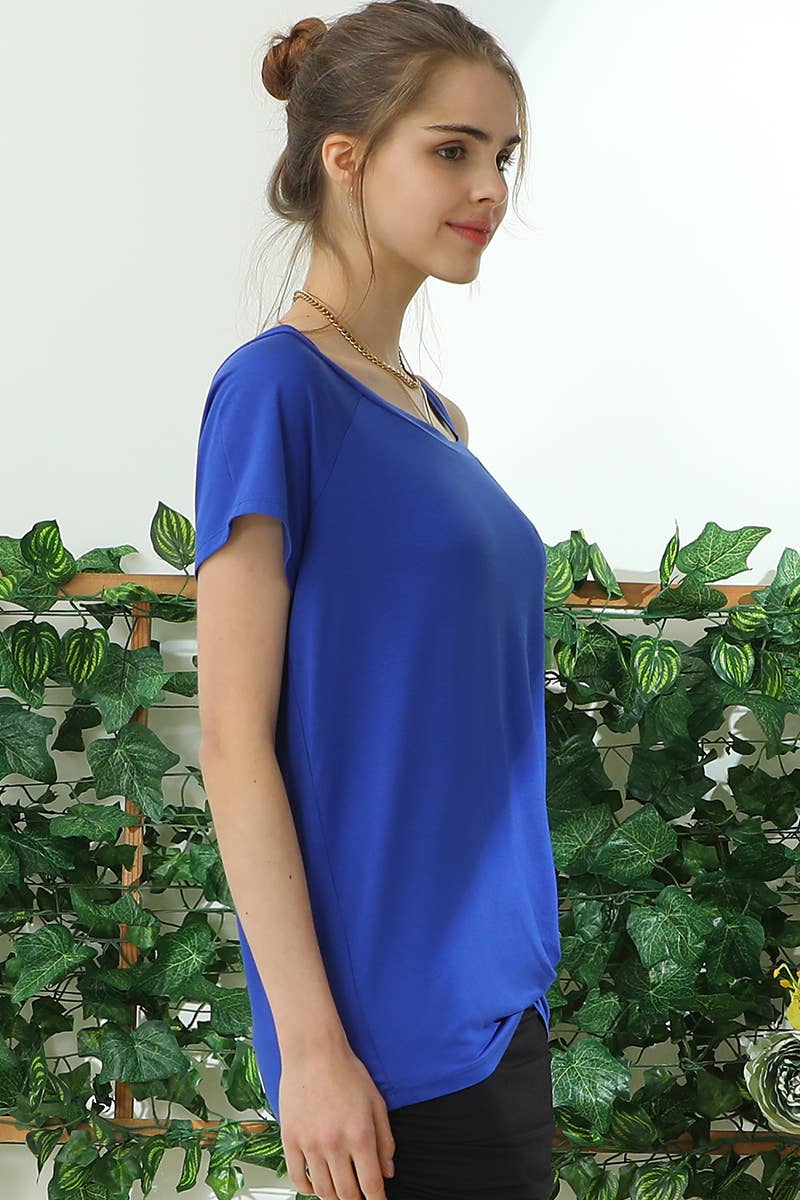 CWTTS699_BOAT NECK MODAL SHORT SLEEVE T SHIRT TOP