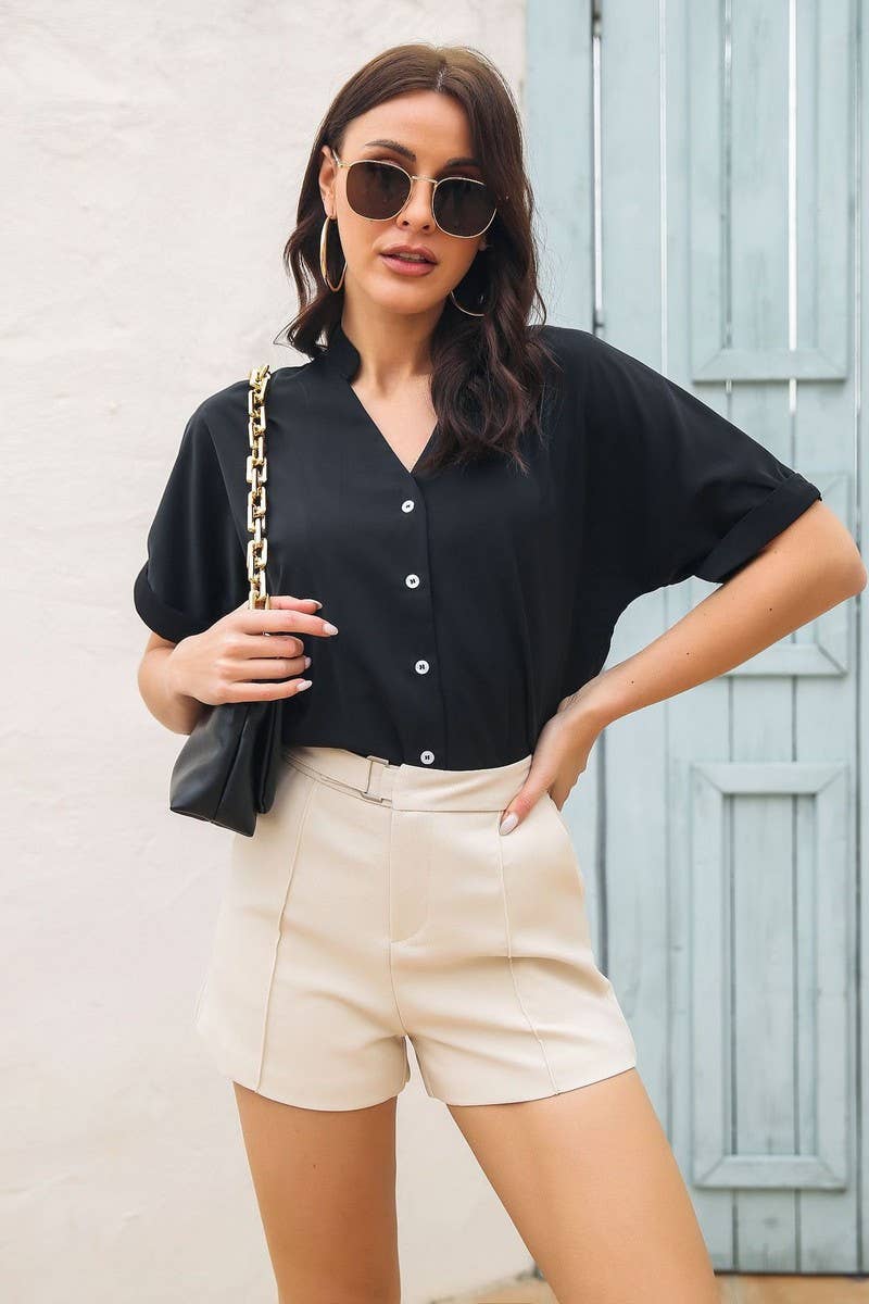 CWTSTS0347_Button Down Short Sleeve Top