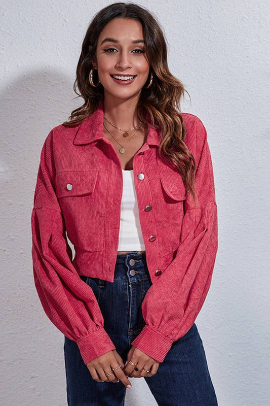 CWOJA1094_BALLOON SLEEVE CORDUROY SHORT JACKET