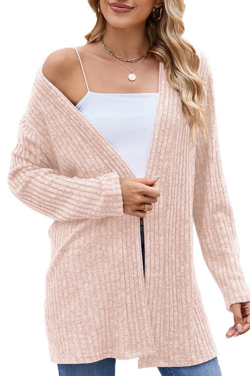 CWOCAL1917_LONG-SLEEVED FITTING BRUSHED KNITTED CARDIGAN