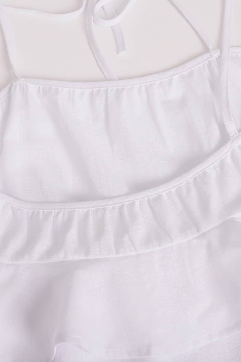 CWDSD7816_SUMMER LAYERED RUFFLE BACKLESS MINI DRESS