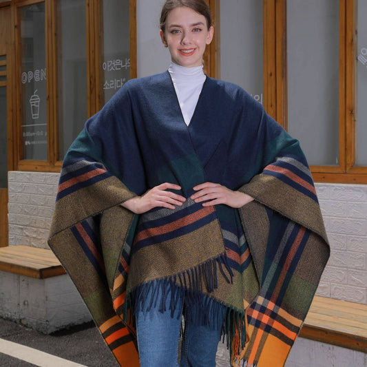 COLORFUL TASSEL STRIPED TIE SHAWL