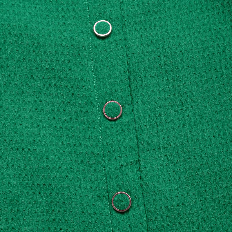 Casual style ruffled solid color texture shirt