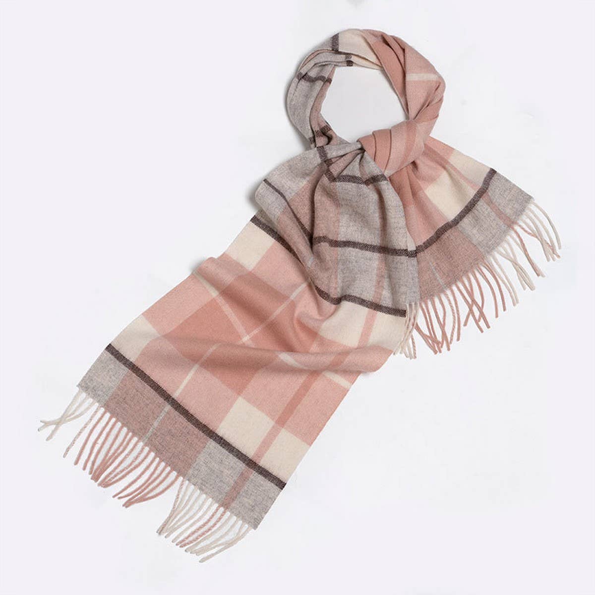 Blue Check Wool Scarf Winter Warmth Unisex Shawl_CWASC2308