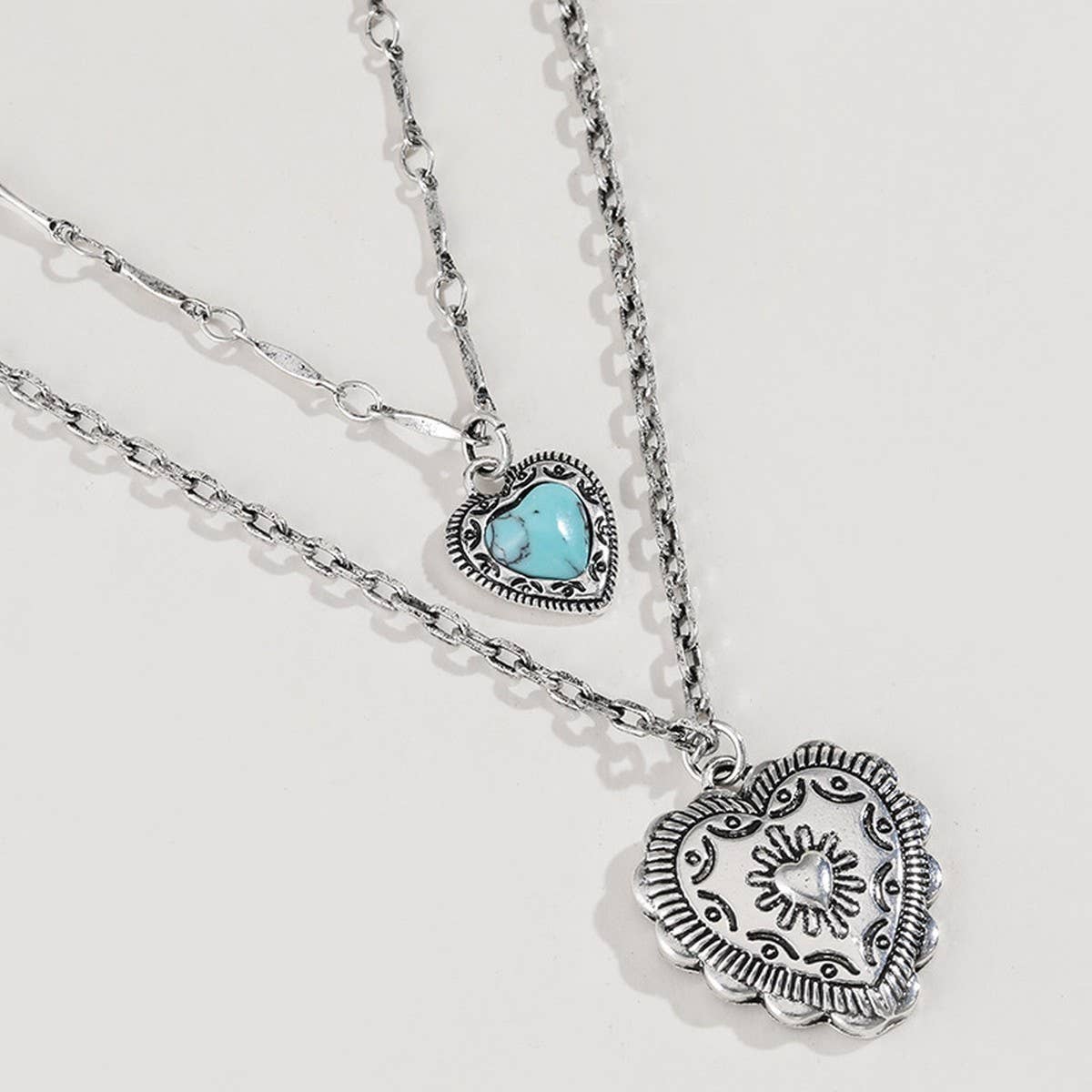 NEW STACKING HEART PEACH NECKLACE EARRINGS SET_CWAJE2917