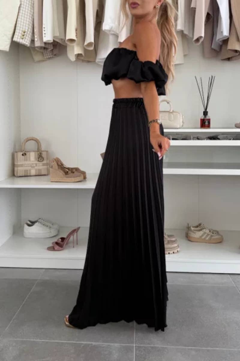 CWSS1204_SUMMER SOLID COLOR TEMPERAMENT TUBE TOP SUIT