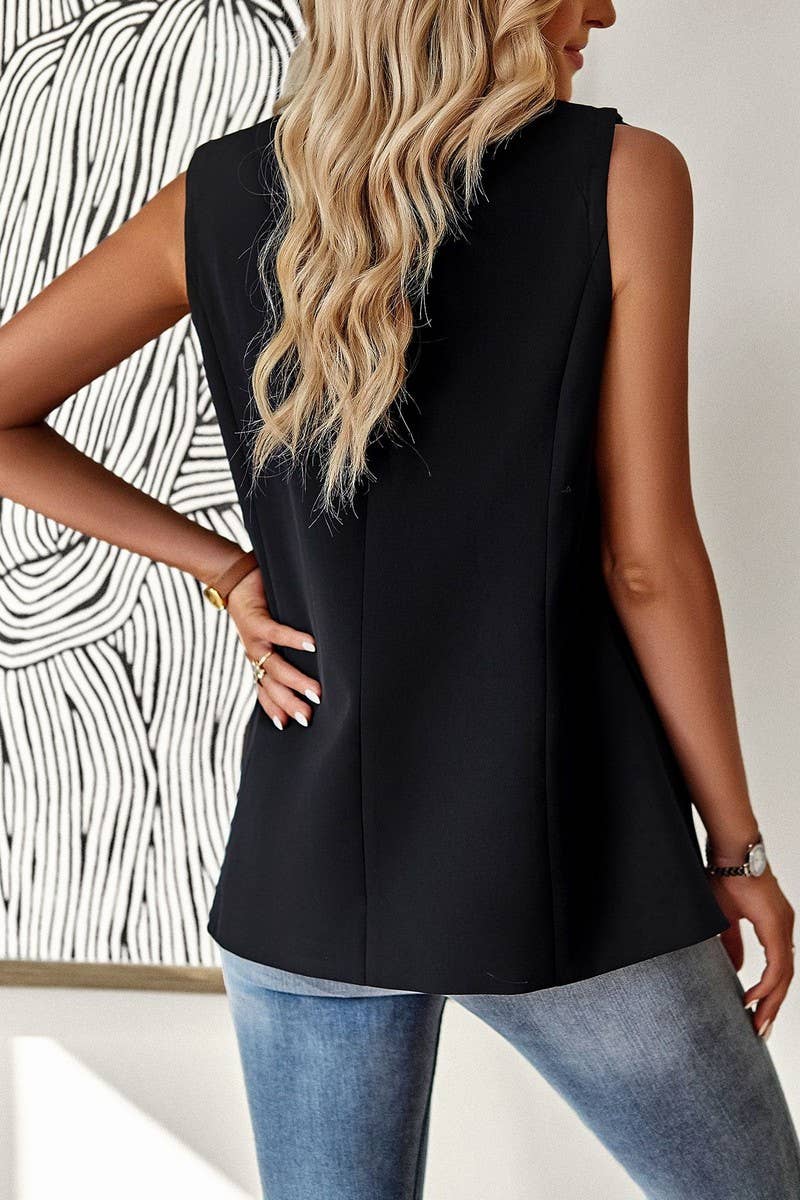 CWOCASL0041_LOOSE AND ELEGANT COMMUTING SLEEVELESS SUIT VEST