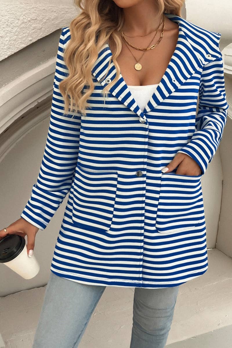 CWOCAL1375_STRIPED BUTTON LONG SLEEVE POCKET CARDIGAN