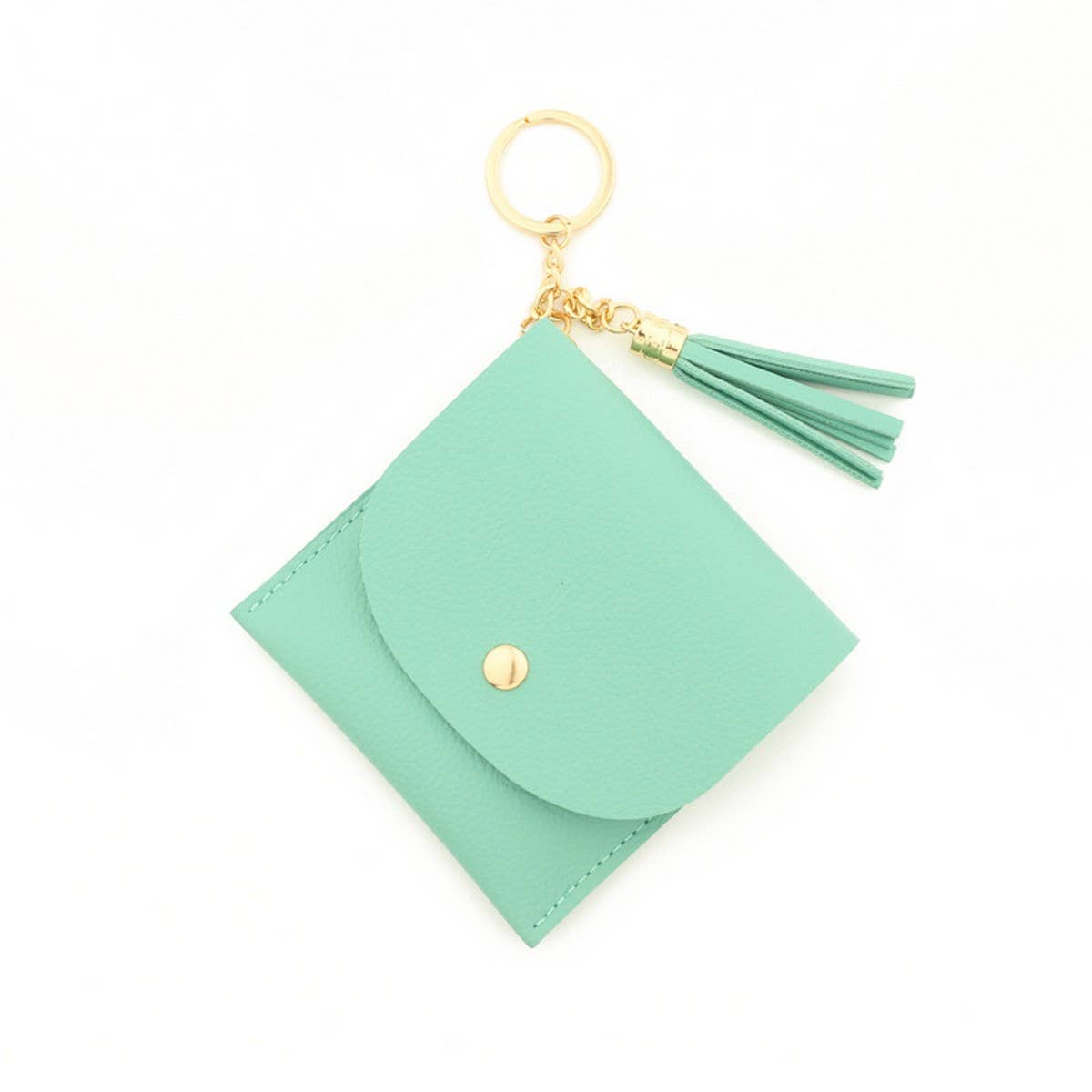 Solid PU Card Wallet with Tassel & Keychain_CWAB4965