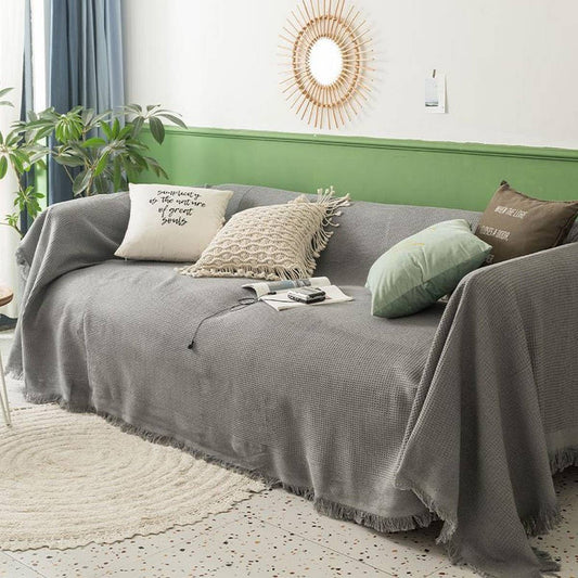 White Sofa Cover Blanket Full Wrap Design