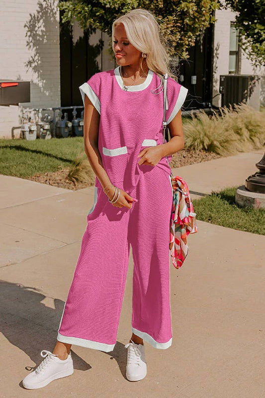 CWSS1108_SUMMER COLOR MATCHING LOOSE TWO-PIECE