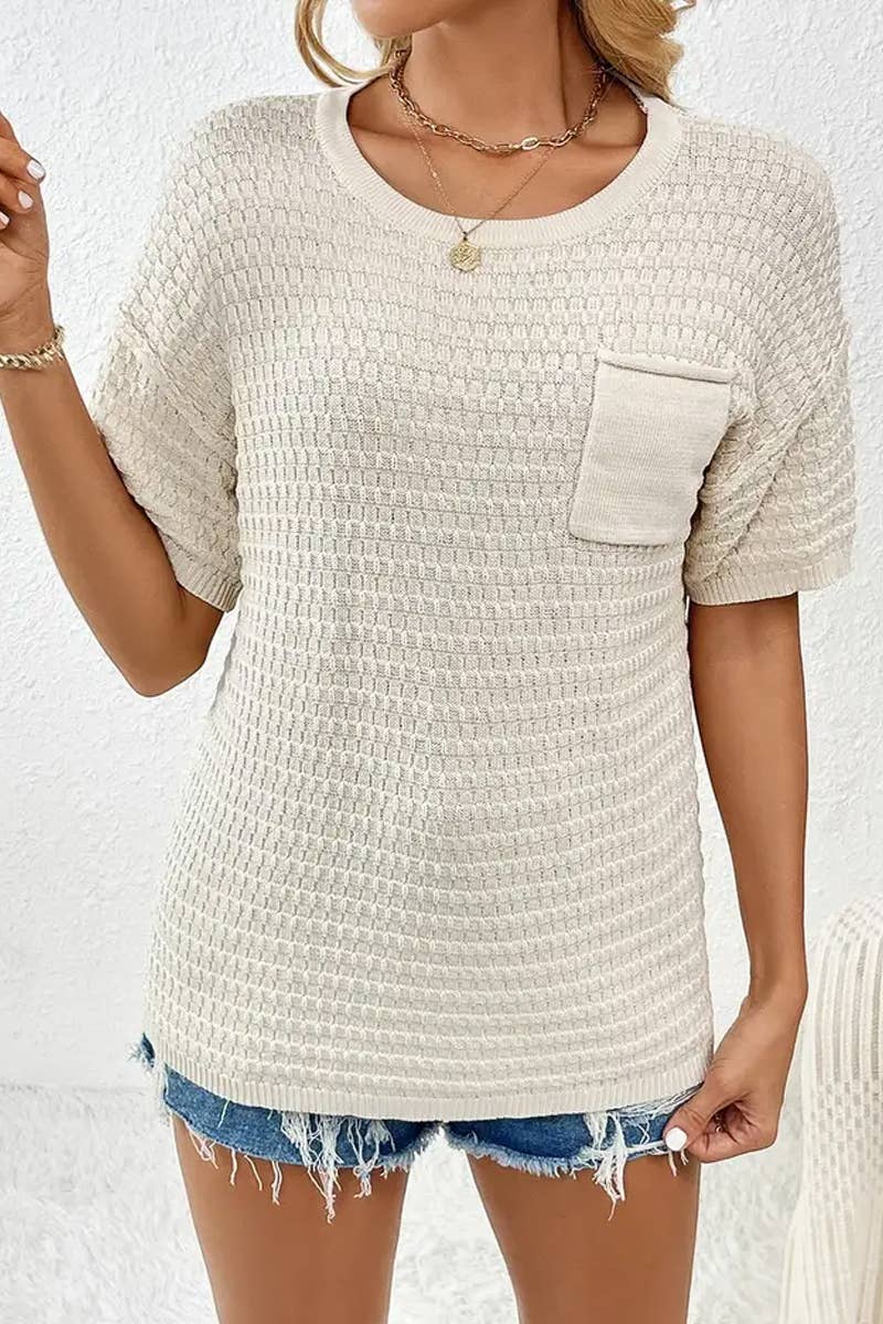 CWTTS1305_NEW SPRING AND SUMMER HOME SOLID COLOR SWEATERS