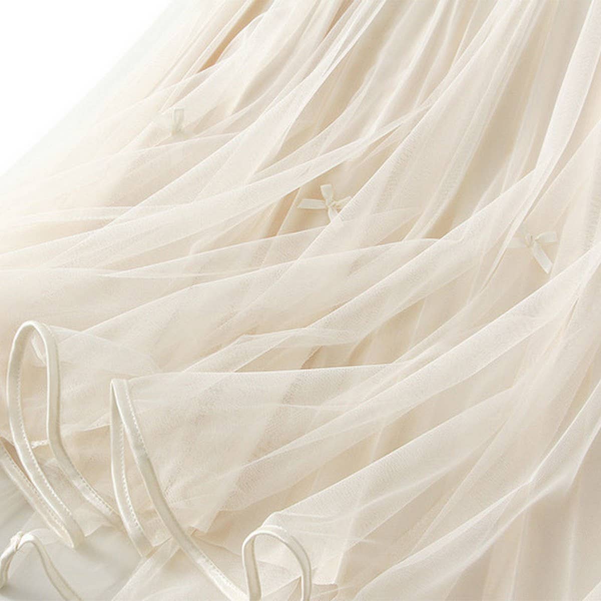 BOWKNOT MESH SKIRT SMALL CLEAR SWEET A-LINE SKIRT_CWBMS0304