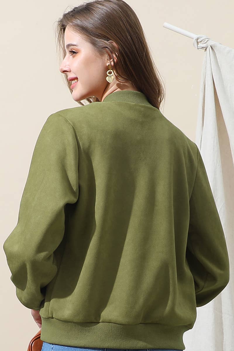 CWOJA706_WATERFALL FAUX SUEDE ZIP-UP WESTERN BOBMER JACKET