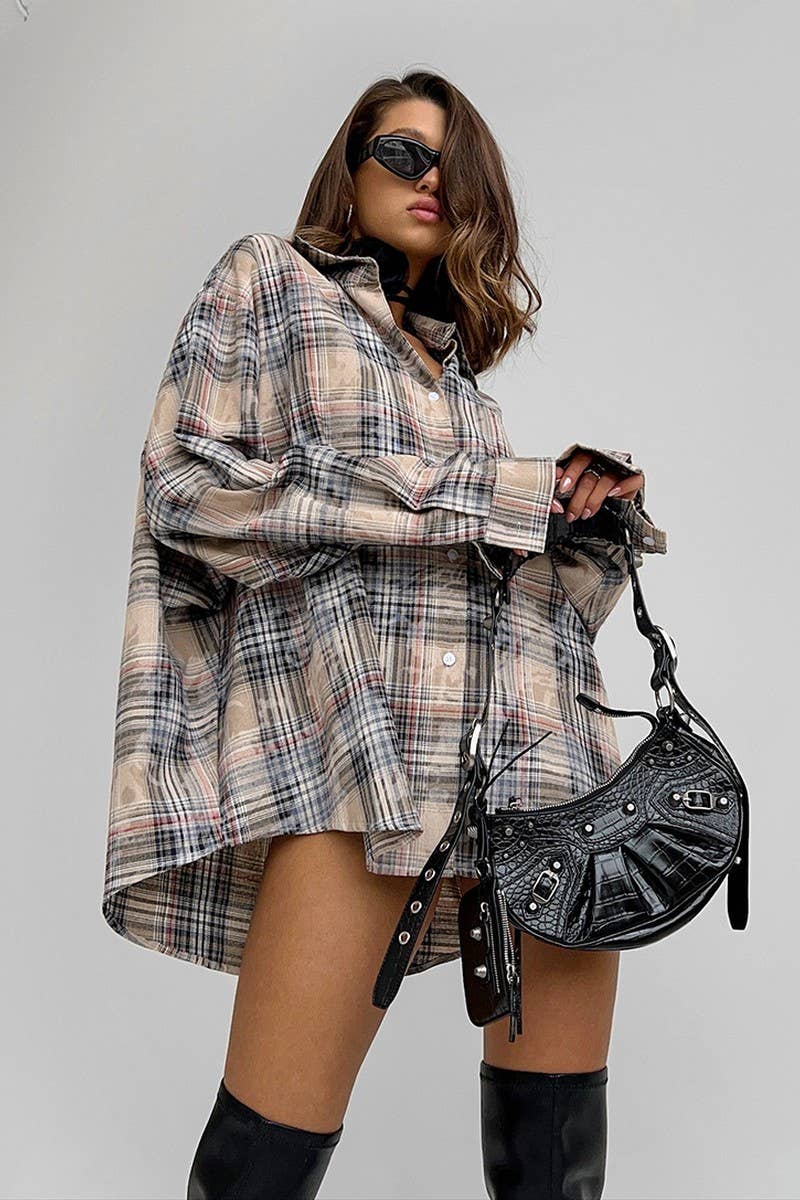 CWTBLL00569_VINTAGE PLAID LONG SLEEVE SHIRT JACKET