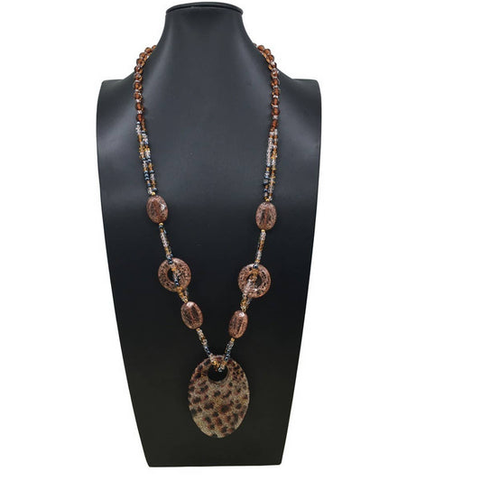 LEOPARD PRINT ACRYLIC LONG HANDMADE NECKLACE