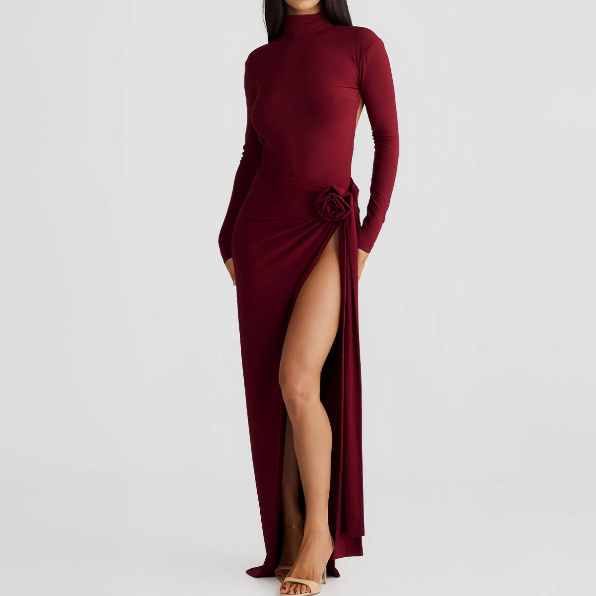 FASHION TURTLENECK HALTER JUMPSUIT SKIRT SUIT