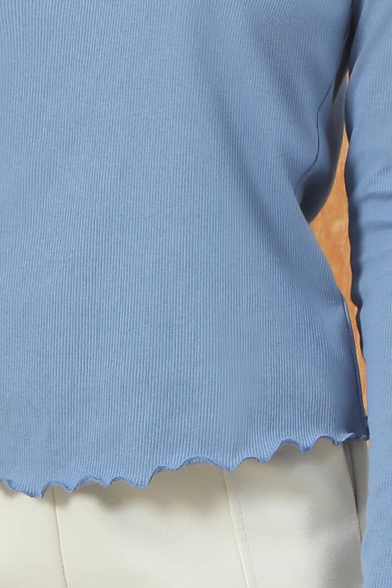 CWTTL1005_TRIM HEM ROUND NECK RAGLAN SLEEVE TUNIC LOOSE TOP