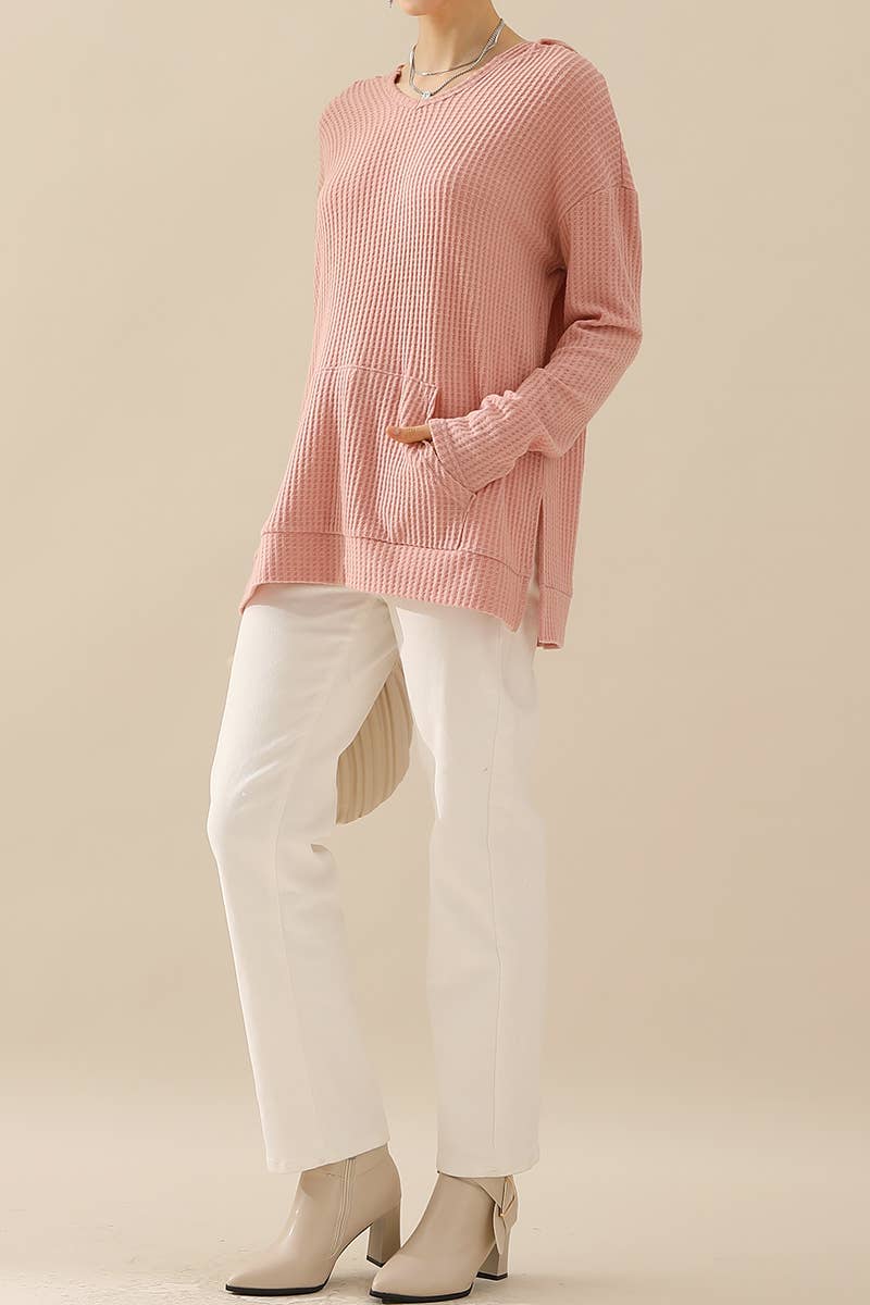 CWTTL1096_HOODIE AND POCKET PULLOVER V NECK SWEATER KNIT TO