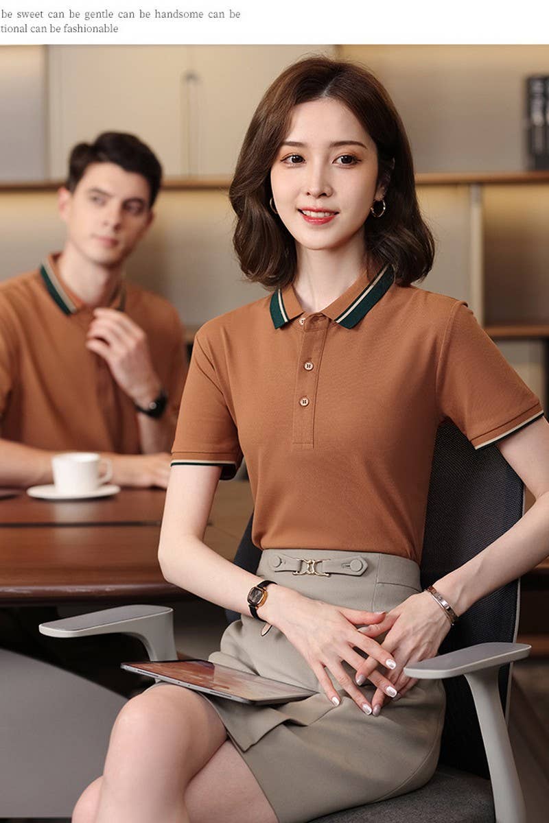 CWTBLS02440_CONTRAST COLLAR SHORT SLEEVE POLO SHIRT