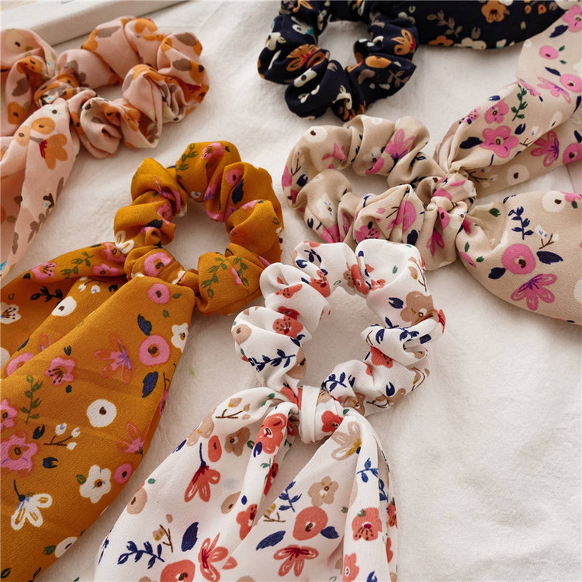 FRESH NEW FLORAL RIBBON HAIR ROPE_CWAHA0846