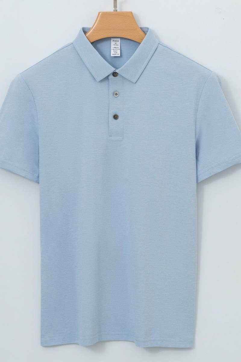 CWTTS1034_SOLID COLOR CASUAL SHORT SLEEVE MEN POLO SHIRT