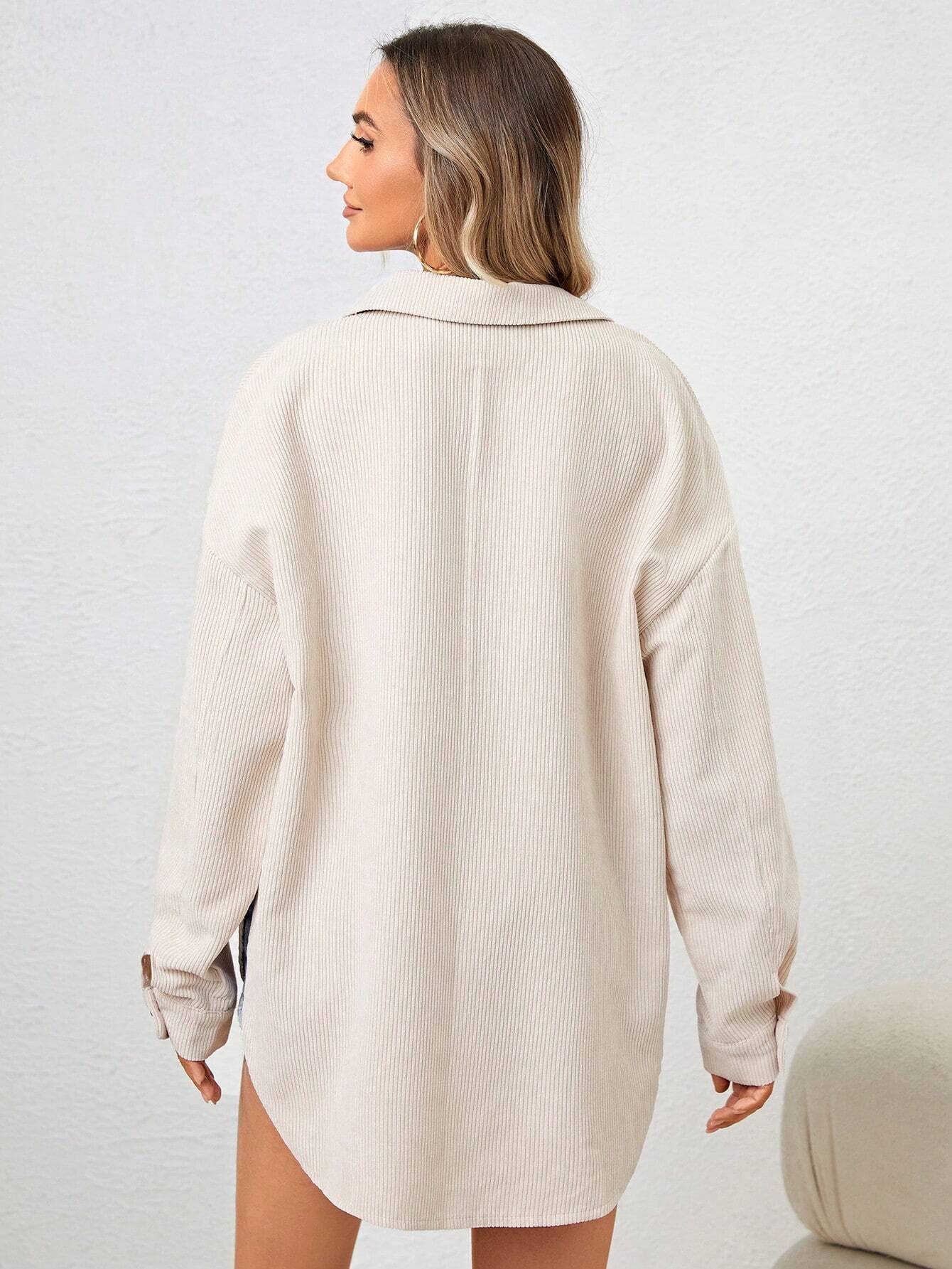 CASUAL FASHION LOOSE CORDUROY LONG SLEEVE JACKET