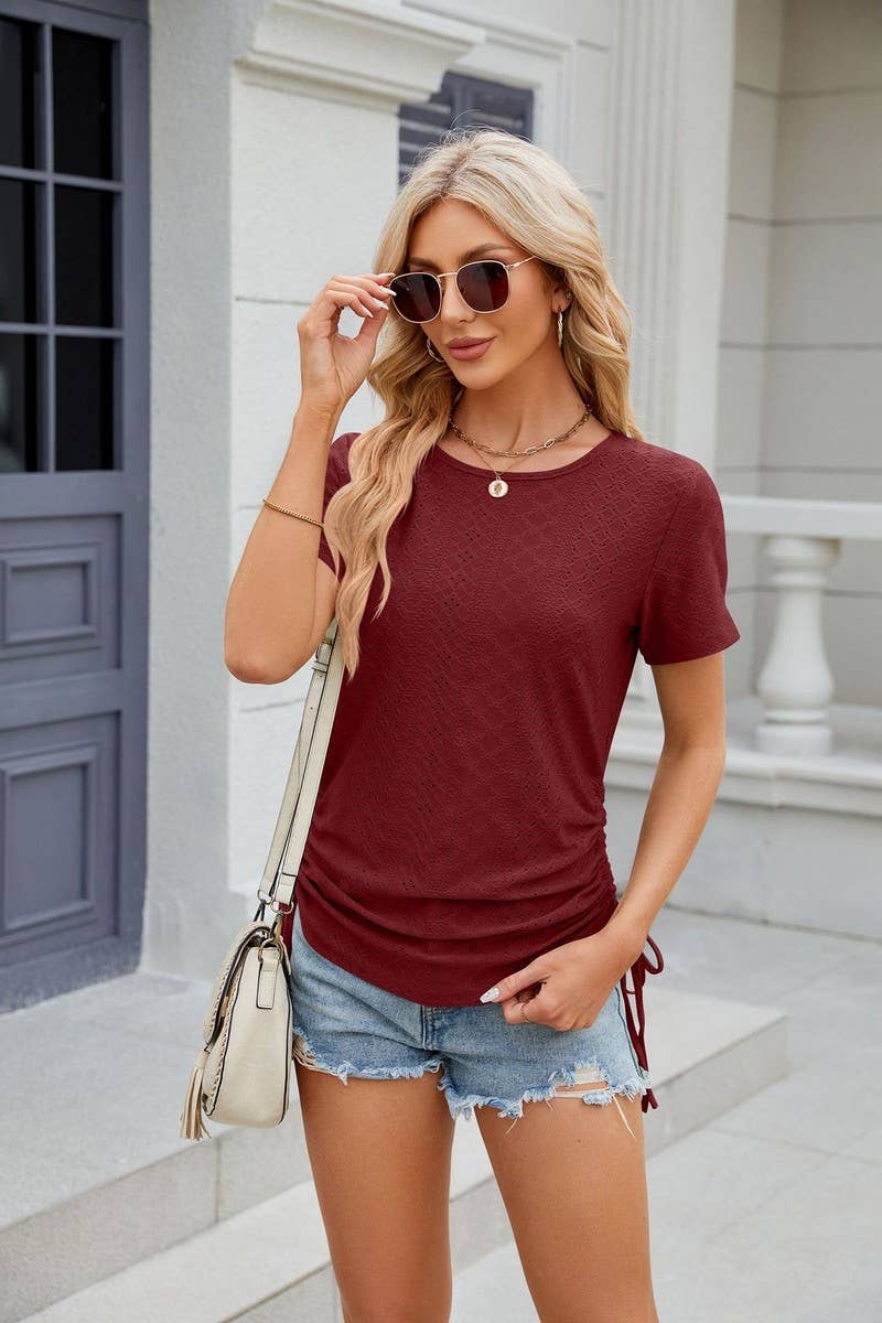 CWTTS0818_Round Neck Short Sleeve Knit Top