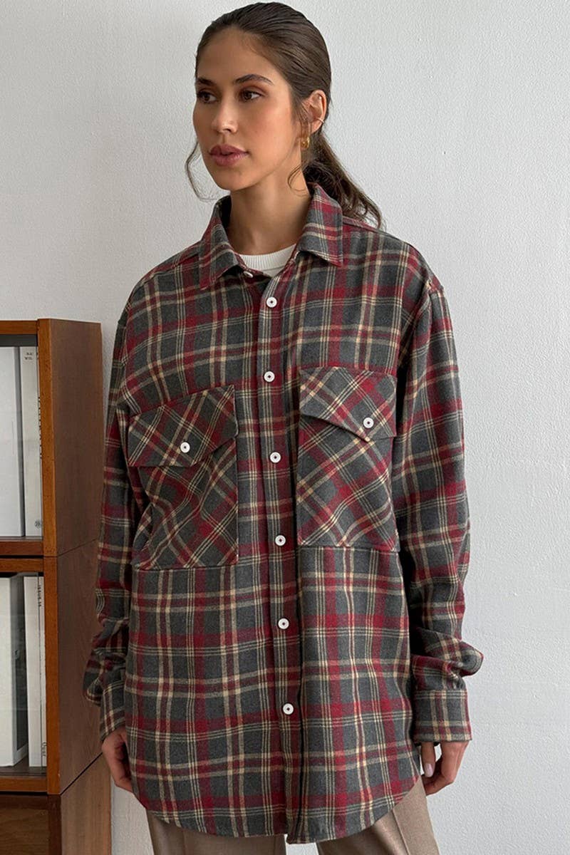 CWTBLL00577_RETRO PLAID CASUAL LONG SLEEVE SHIRT JACKET
