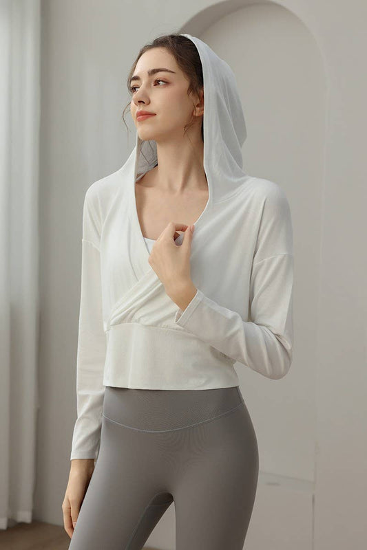 CWTBLL3629_NEW STYLE SPORTS LOOSE YOGA JACKET HOODED TOP