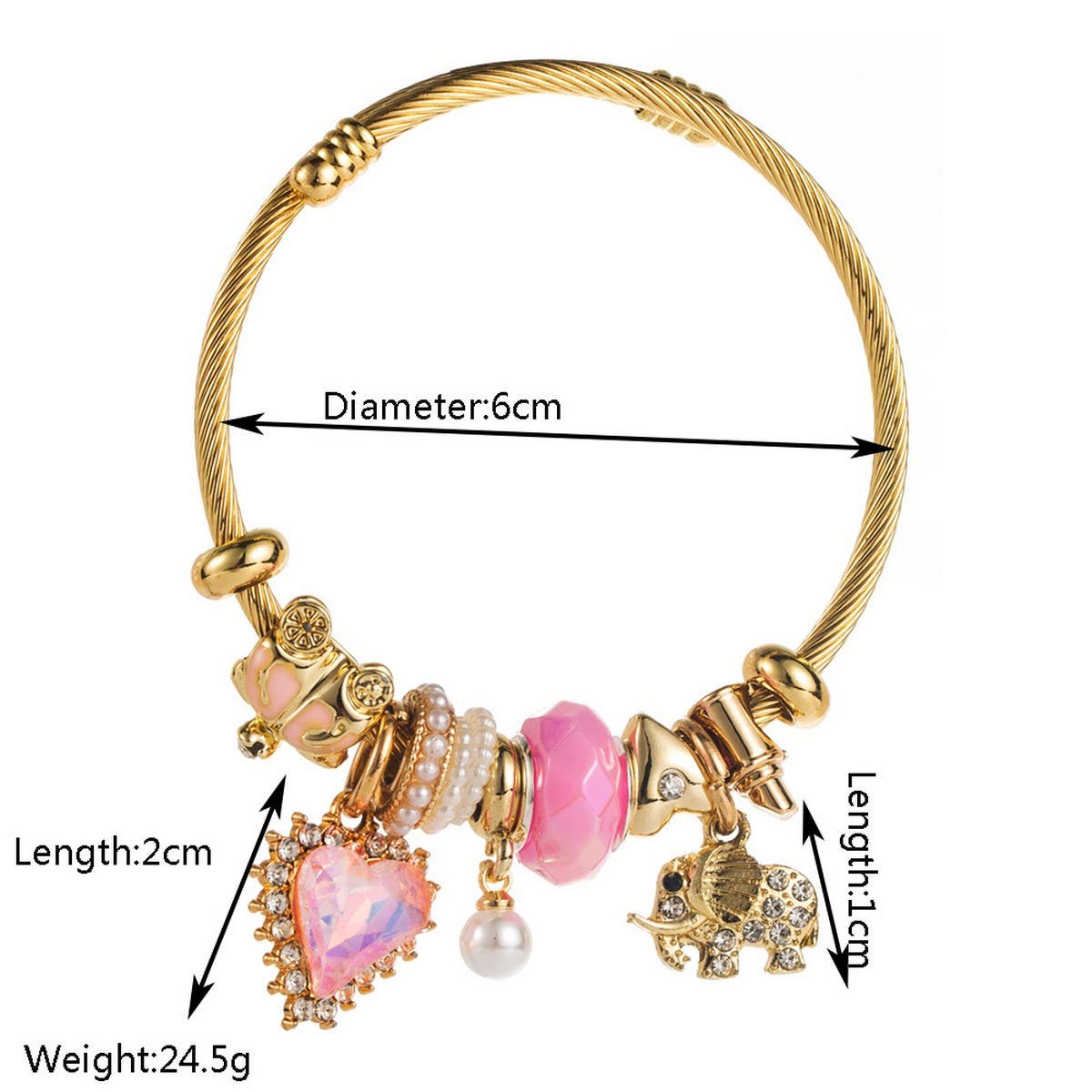 BFF Adjustable Bracelet with Elephant and Heart_CWMM8602