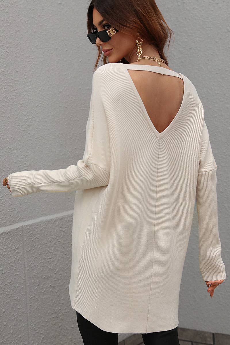 CWOSWL613  Oversized Long Sleeve V-Neck Pullover Sweater