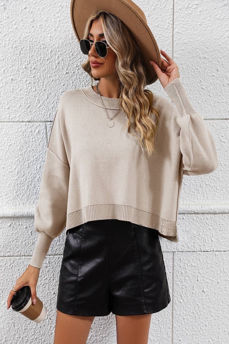 CWOSWL607  Long Sleeve Loose Neck Pullover Sweater