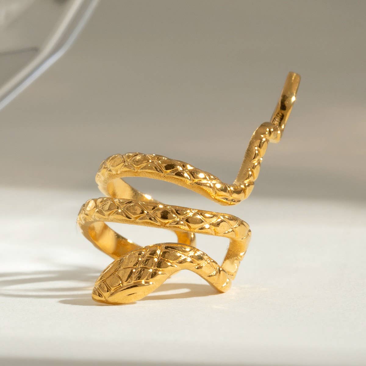 18K GOLD STAINLESS STEEL SNAKE EARRINGS EAR CUFF_CWASC1644