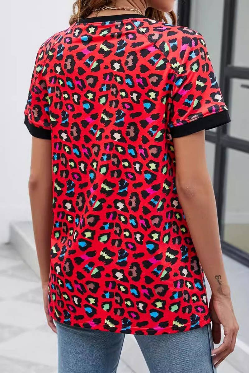 CWTBLS1807_ROUND NECK PRINTED SHORT SLEEVE PULLOVER TOP