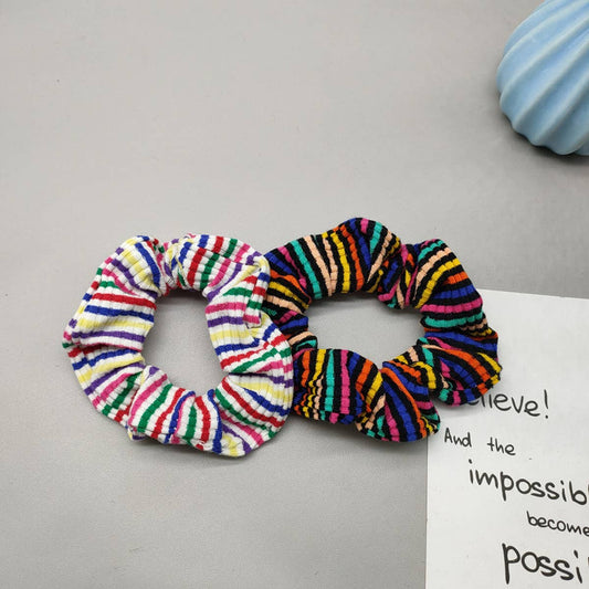 WINTER RAINBOW WHITE PLUSH HAIR TIE