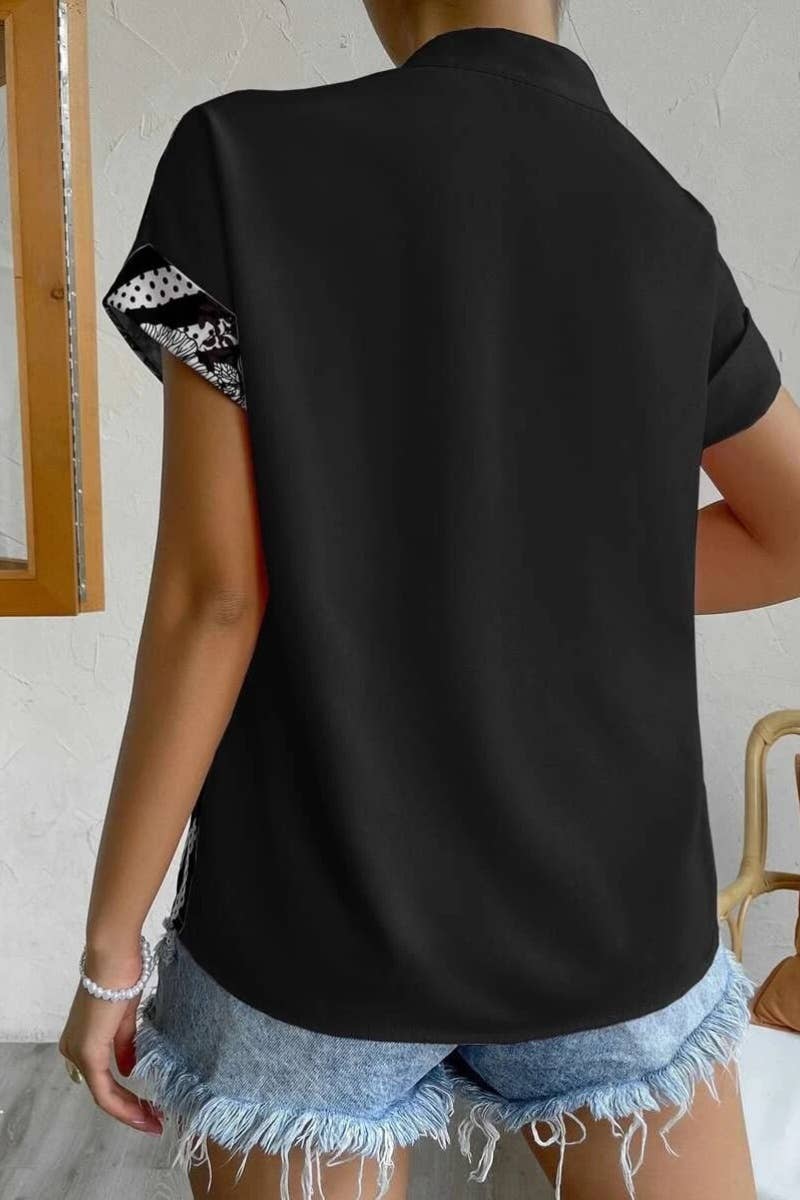 CWTSTS0460_SUMMER COLOR CONTRAST SHORT-SLEEVED SHIRT TOP