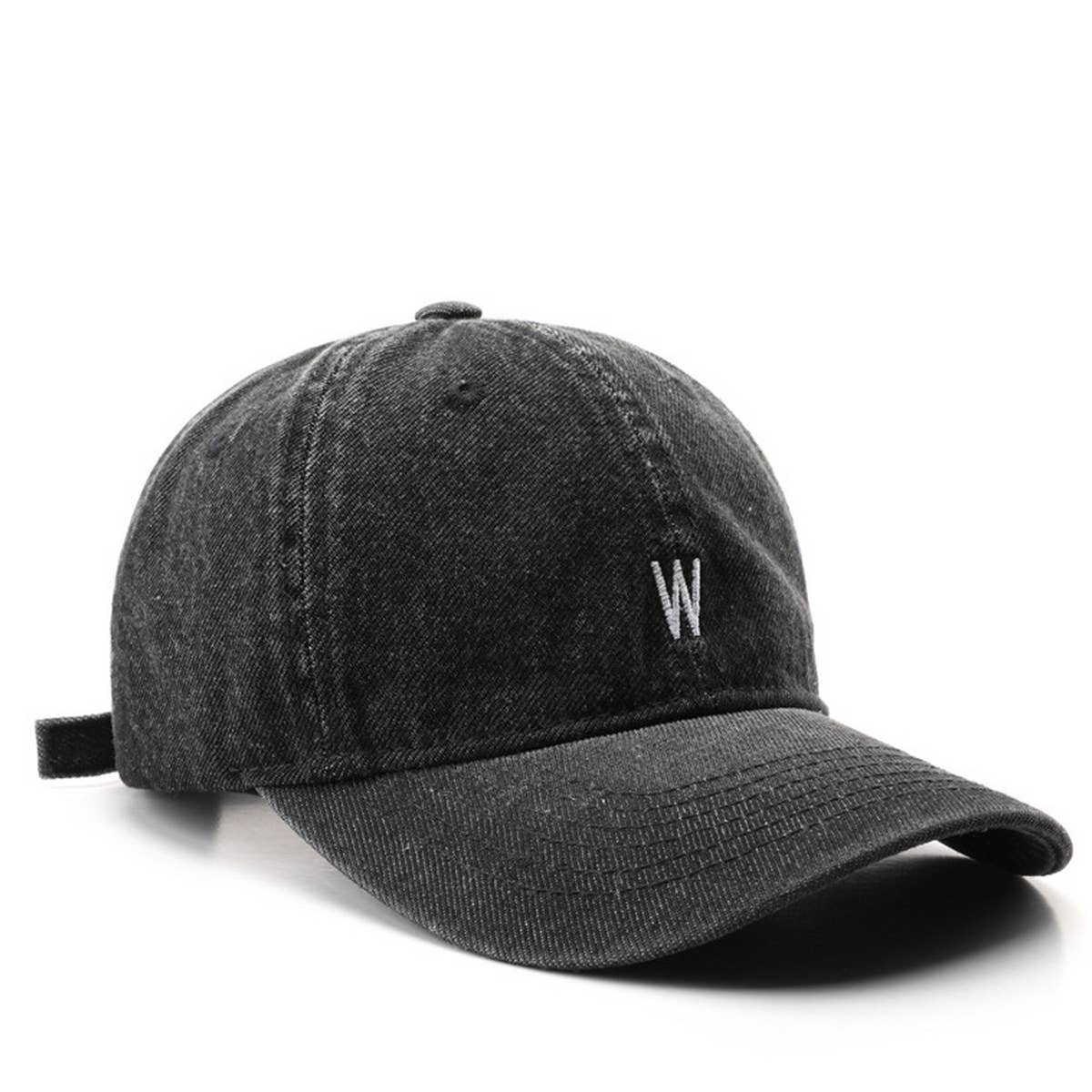 CWAH3213_VINTAGE DENIM LETTER EMBROIDERY BASEBALL CAP