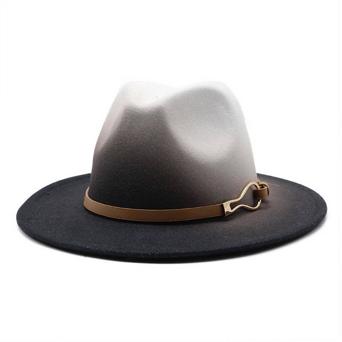 FASHION GRADIENT TWO-COLOR THICK FELT HAT JAZZ HAT_CWAH0817