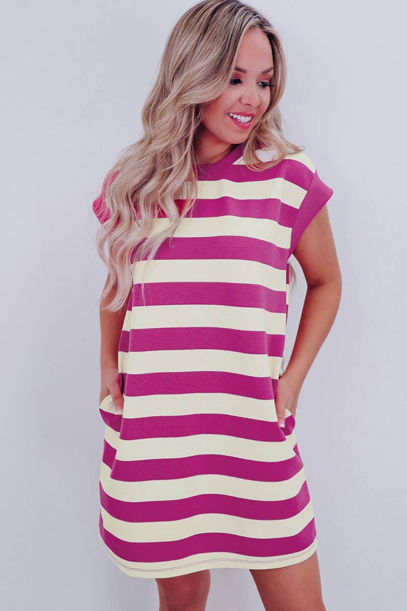 CWDSD5263_SUMMER STRIPED SLEEVELESS DRESS SHORT