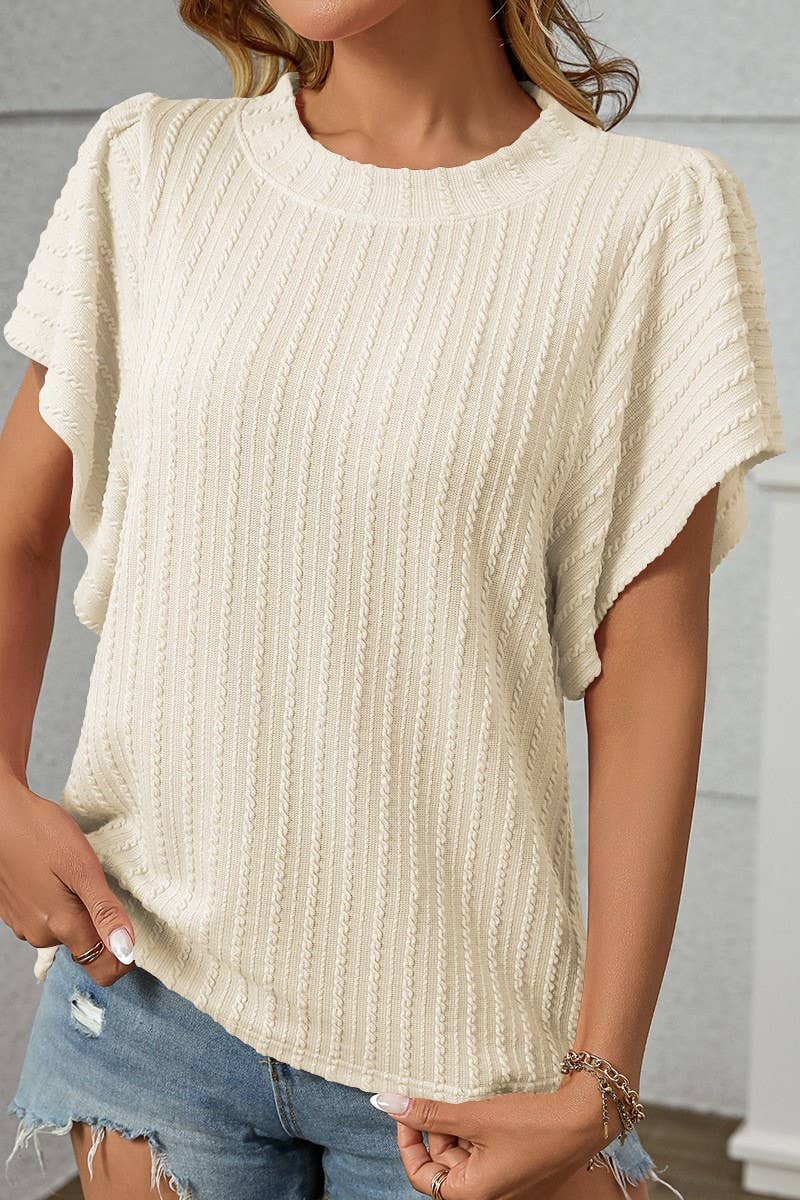 CWTTS1357_SUMMER DOUBLE-LAYER RUFFLE SHORT-SLEEVED T-SHIRT