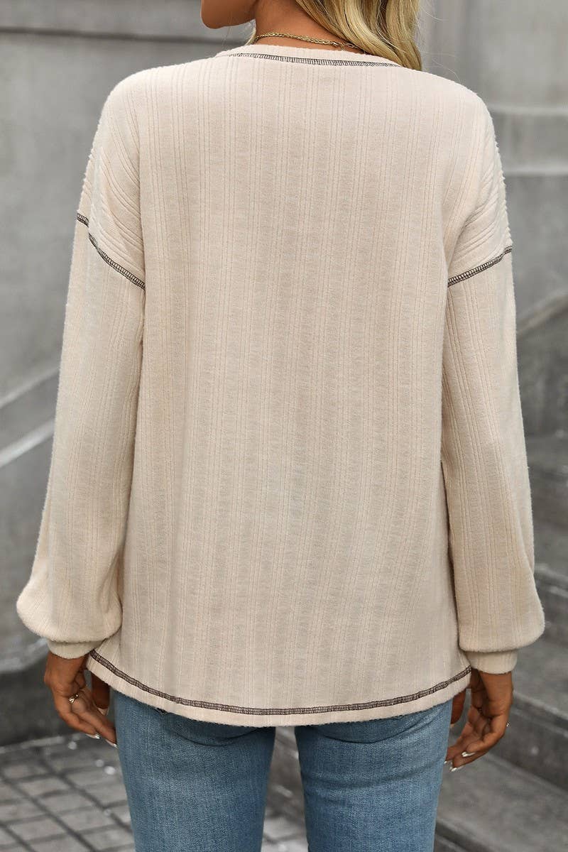 CWOSWL6851_SOLID COLOR ROUND NECK CASUAL LOOSE T-SHIRT