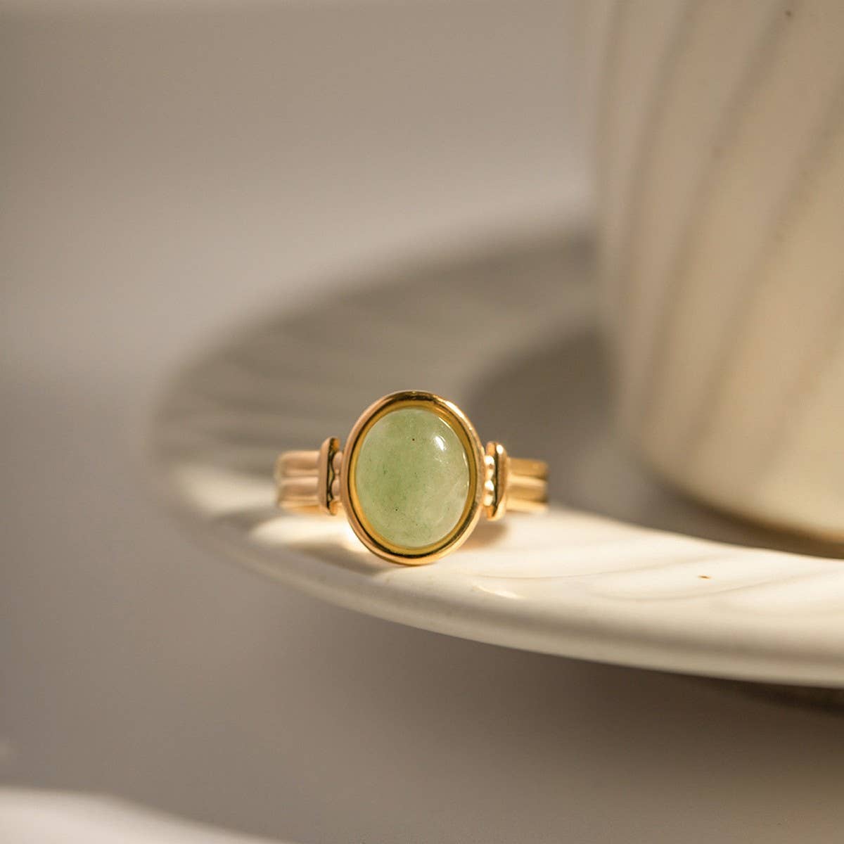 INLAID NATURALSTONE STAINLESS STEEL OPEN RINGS